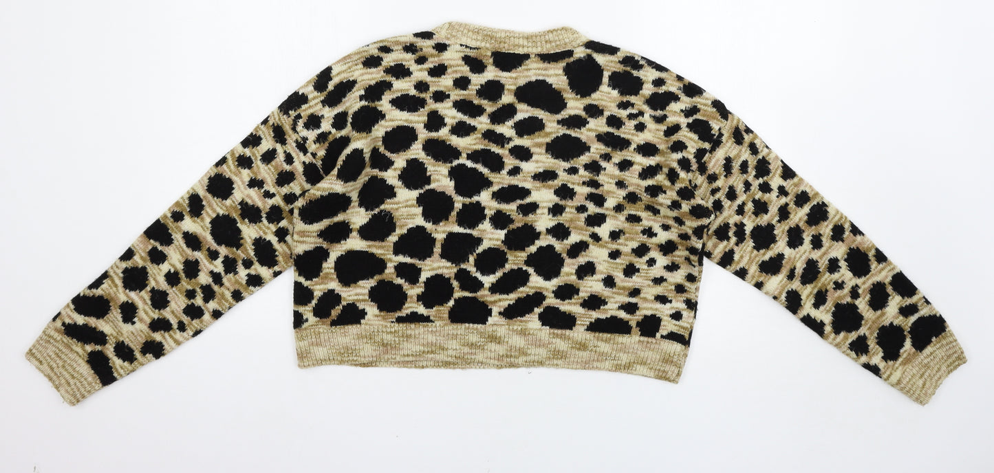 Topshop Womens Brown Animal Print  Pullover Jumper Size 6
