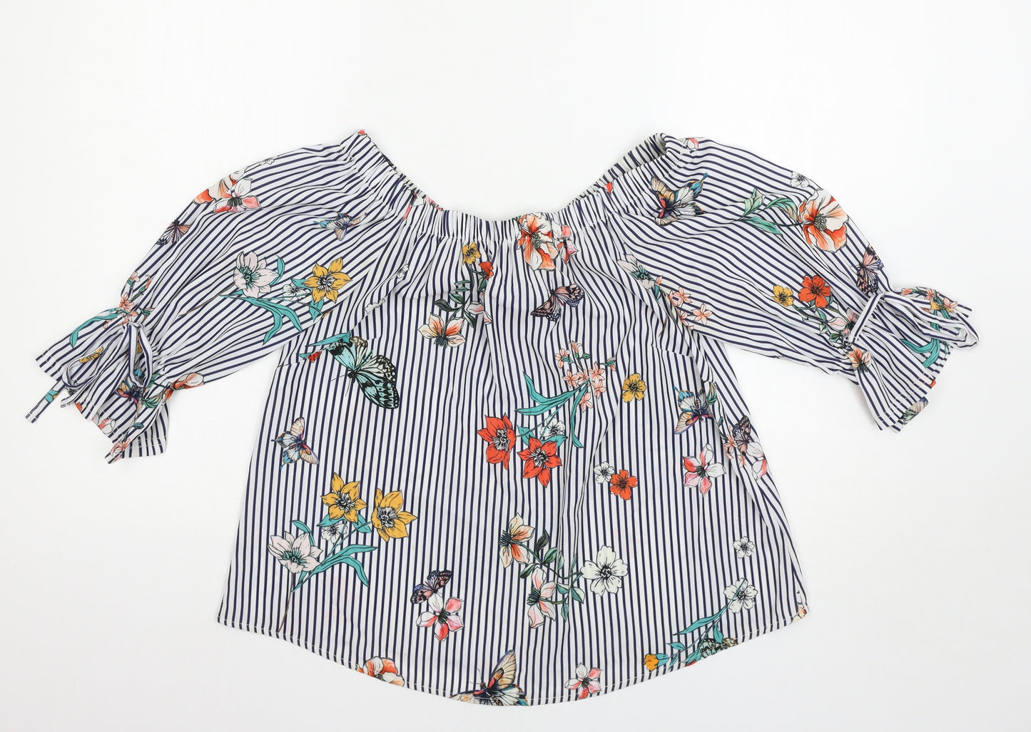 New Look Womens Multicoloured Striped  Basic Blouse Size 10