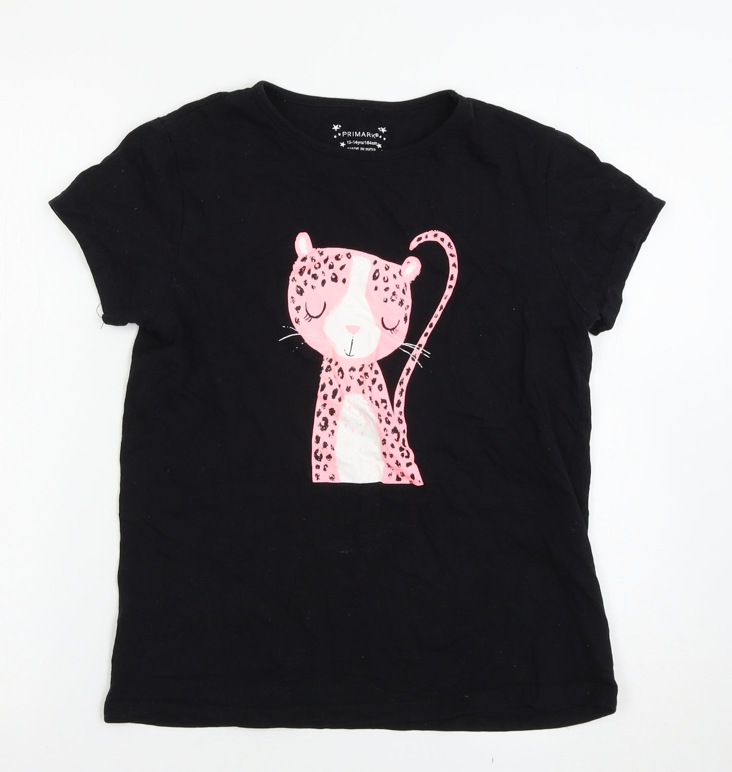 Primark Girls Black   Basic T-Shirt Size 13-14 Years