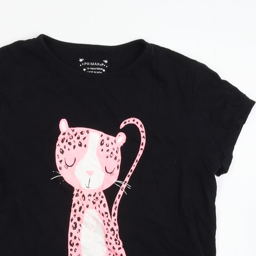 Primark Girls Black   Basic T-Shirt Size 13-14 Years