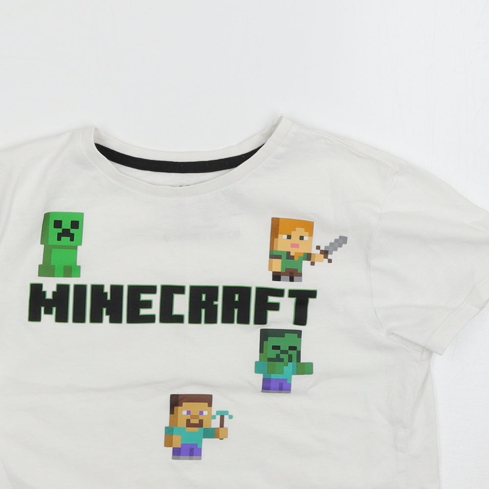 Primark Boys White   Basic T-Shirt Size 9-10 Years  - Minecraft