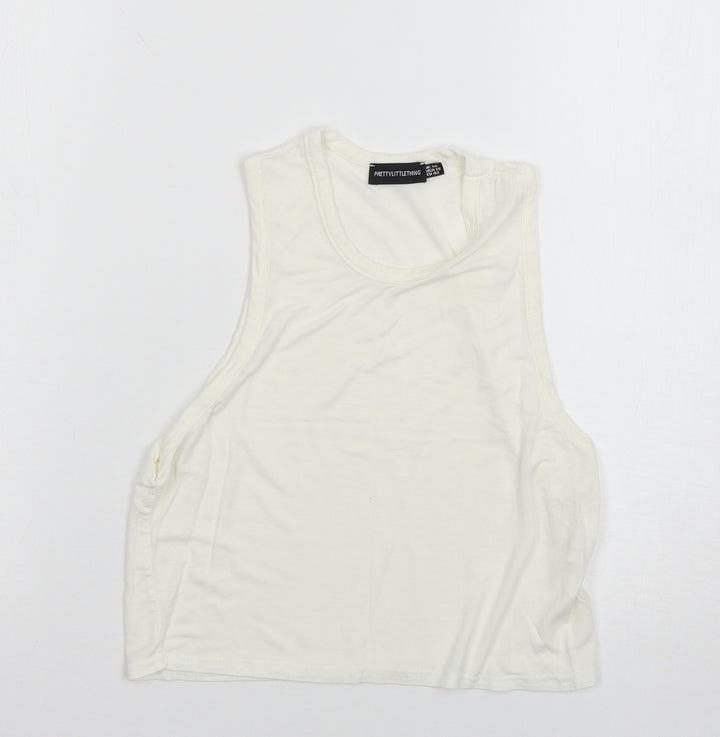 PRETTYLITTLETHING Womens White   Basic Tank Size 14