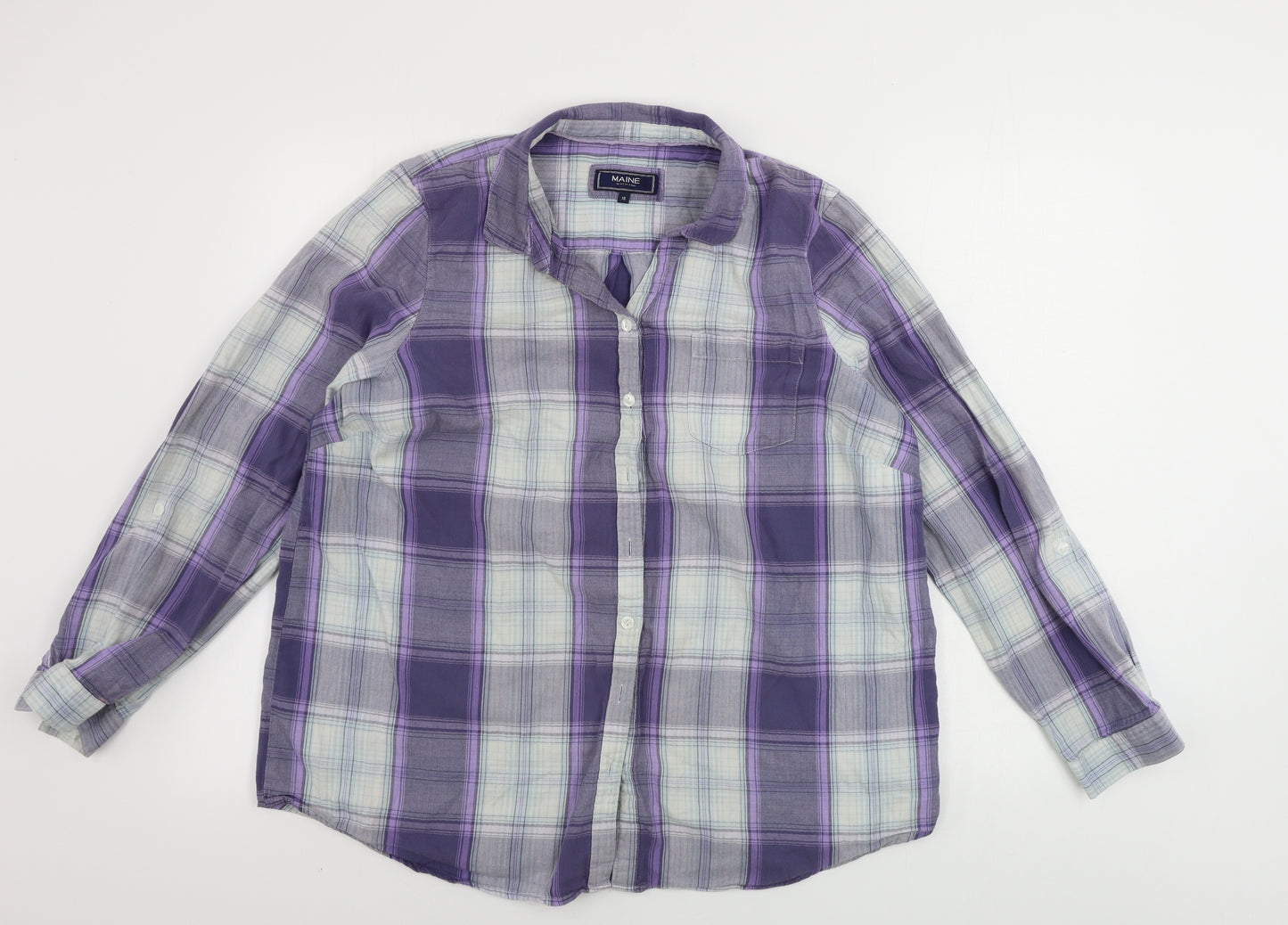 Maine New England  Mens Black Check   Button-Up Size 18