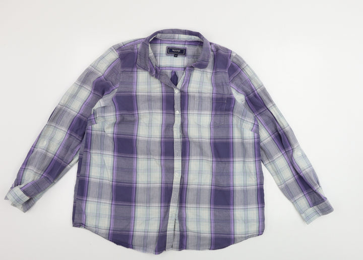Maine New England  Mens Black Check   Button-Up Size 18