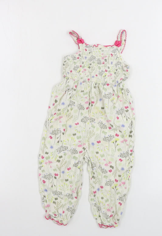 George Girls White Floral  Jumpsuit One-Piece Size 2 Years