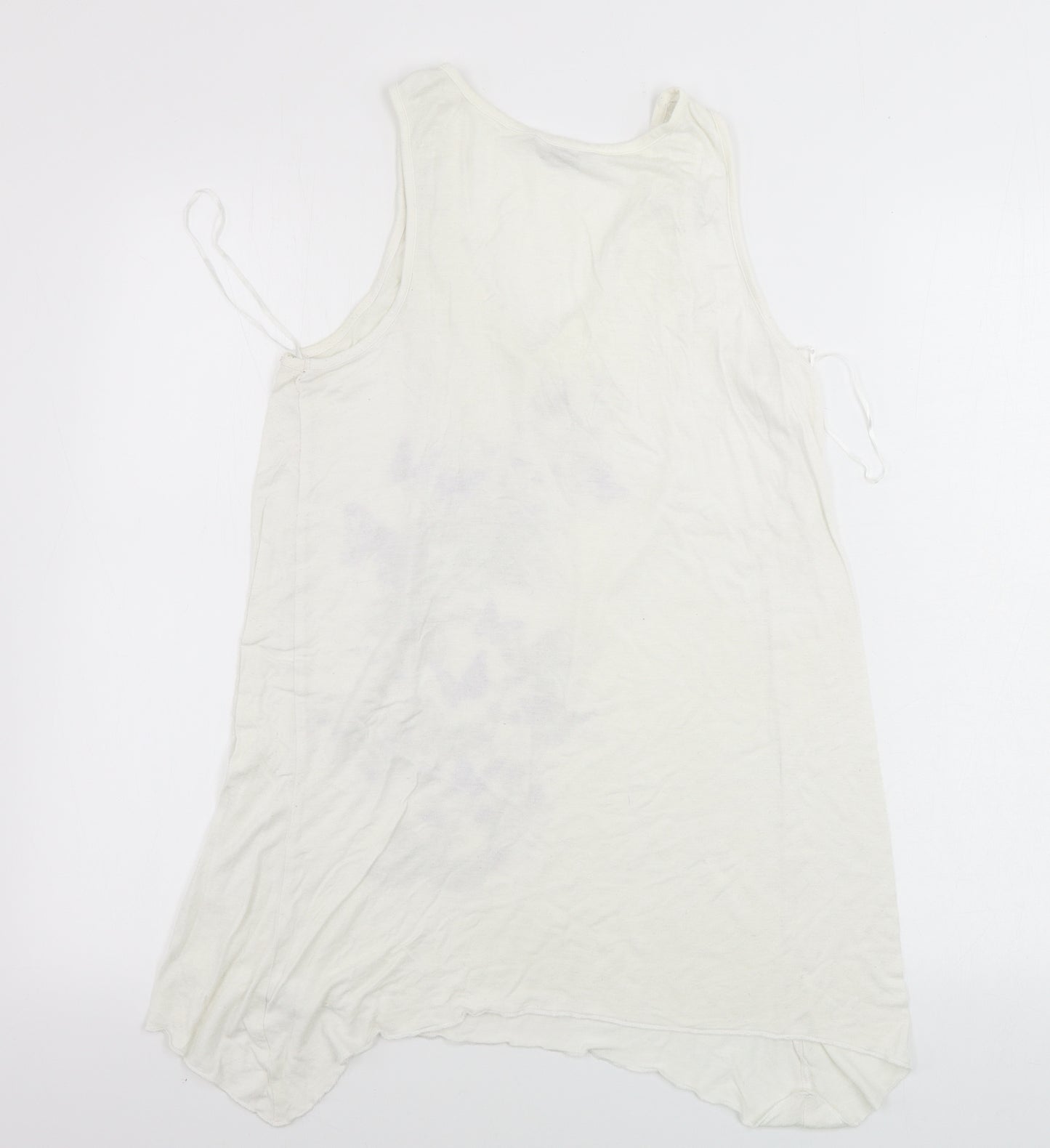 EDITIONS  Womens White Animal Print  Basic Tank Size 14