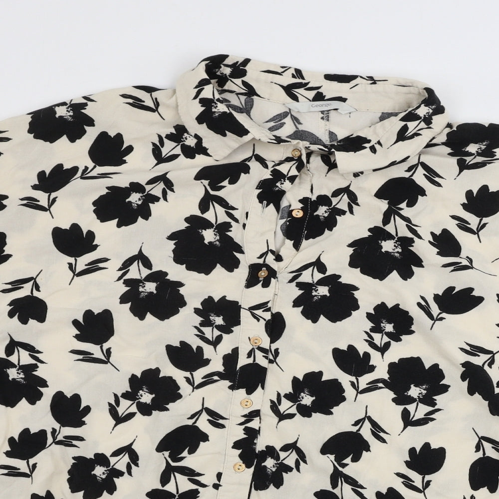 George  Womens Beige Floral  Basic Button-Up Size 16