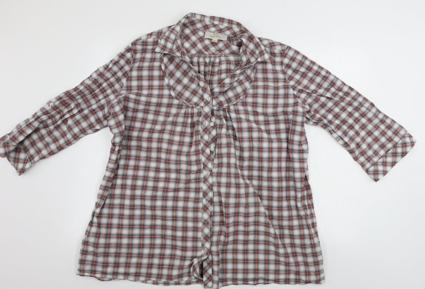 Anne Harvey  Womens White Check  Basic Button-Up Size 26