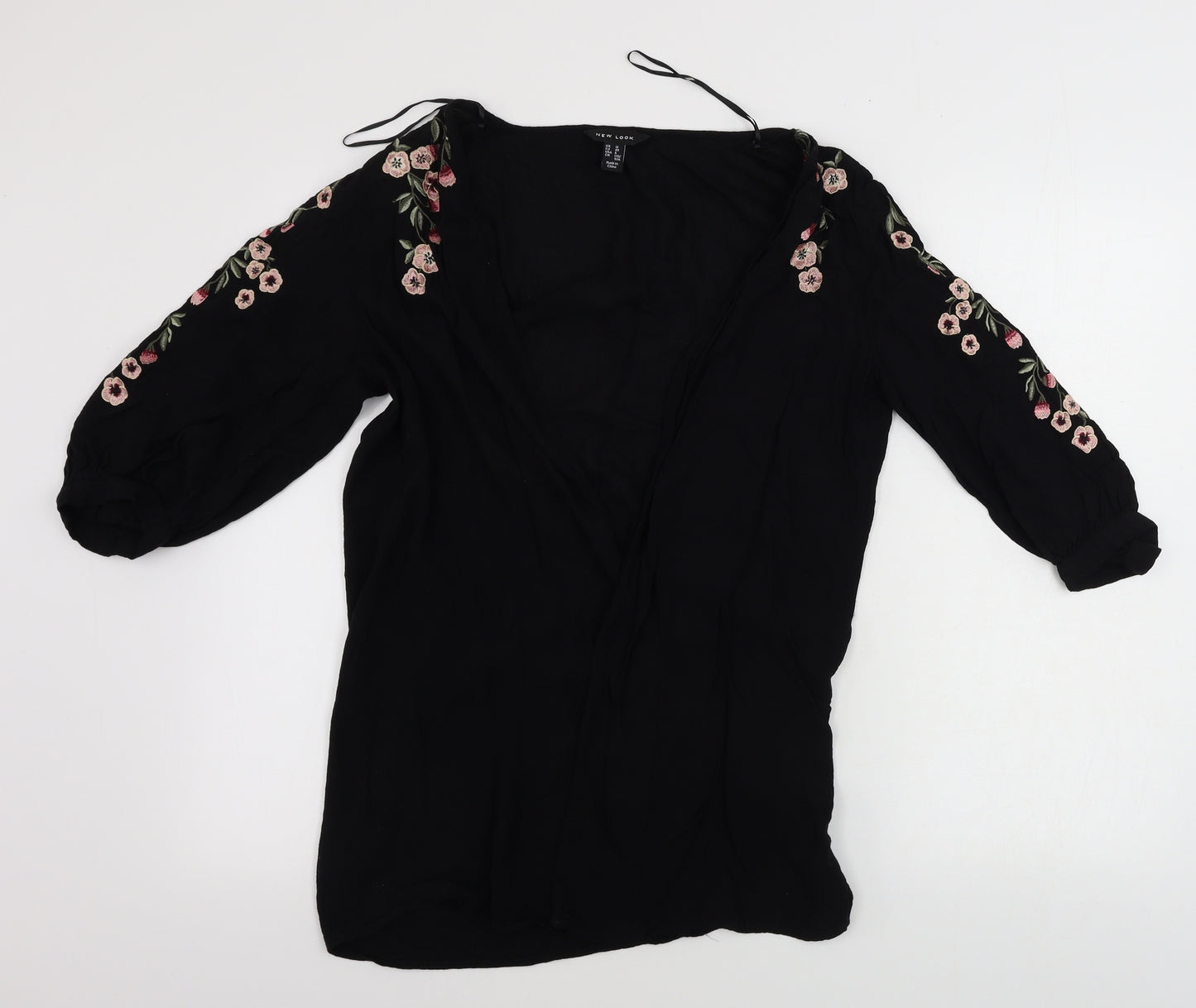 New Look  Womens Black Floral  Cardigan Jumper Size 12