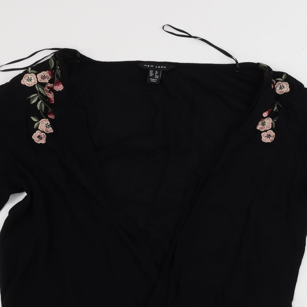 New Look  Womens Black Floral  Cardigan Jumper Size 12