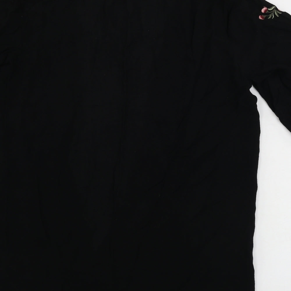 New Look  Womens Black Floral  Cardigan Jumper Size 12