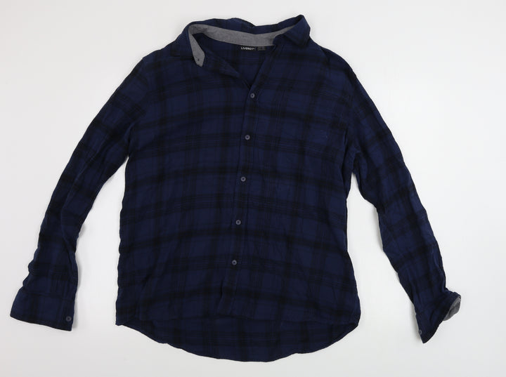 Livergy Mens Blue Check Button-Up Size XL