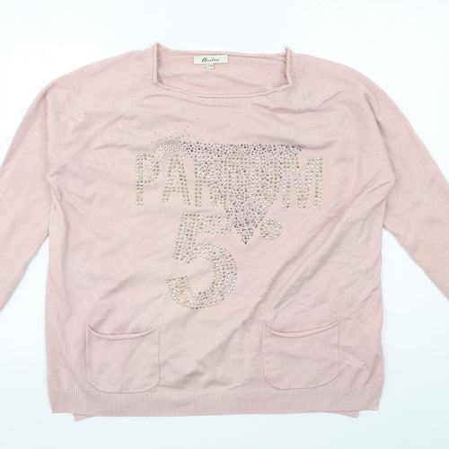 Bluoltre Womens Pink  Knit Pullover Jumper Size S