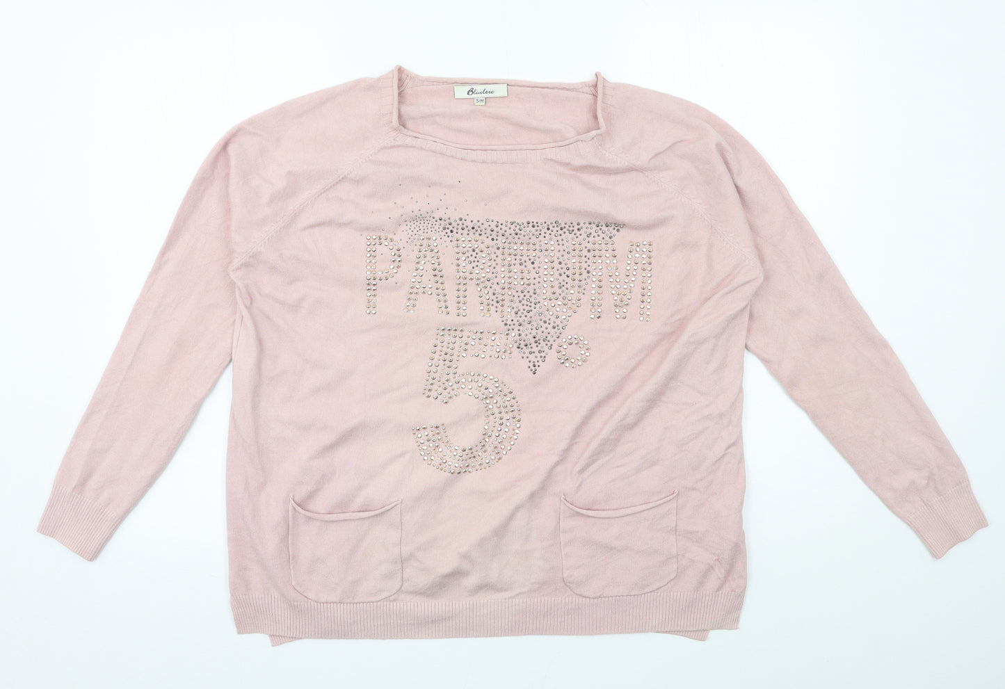 Bluoltre Womens Pink  Knit Pullover Jumper Size S