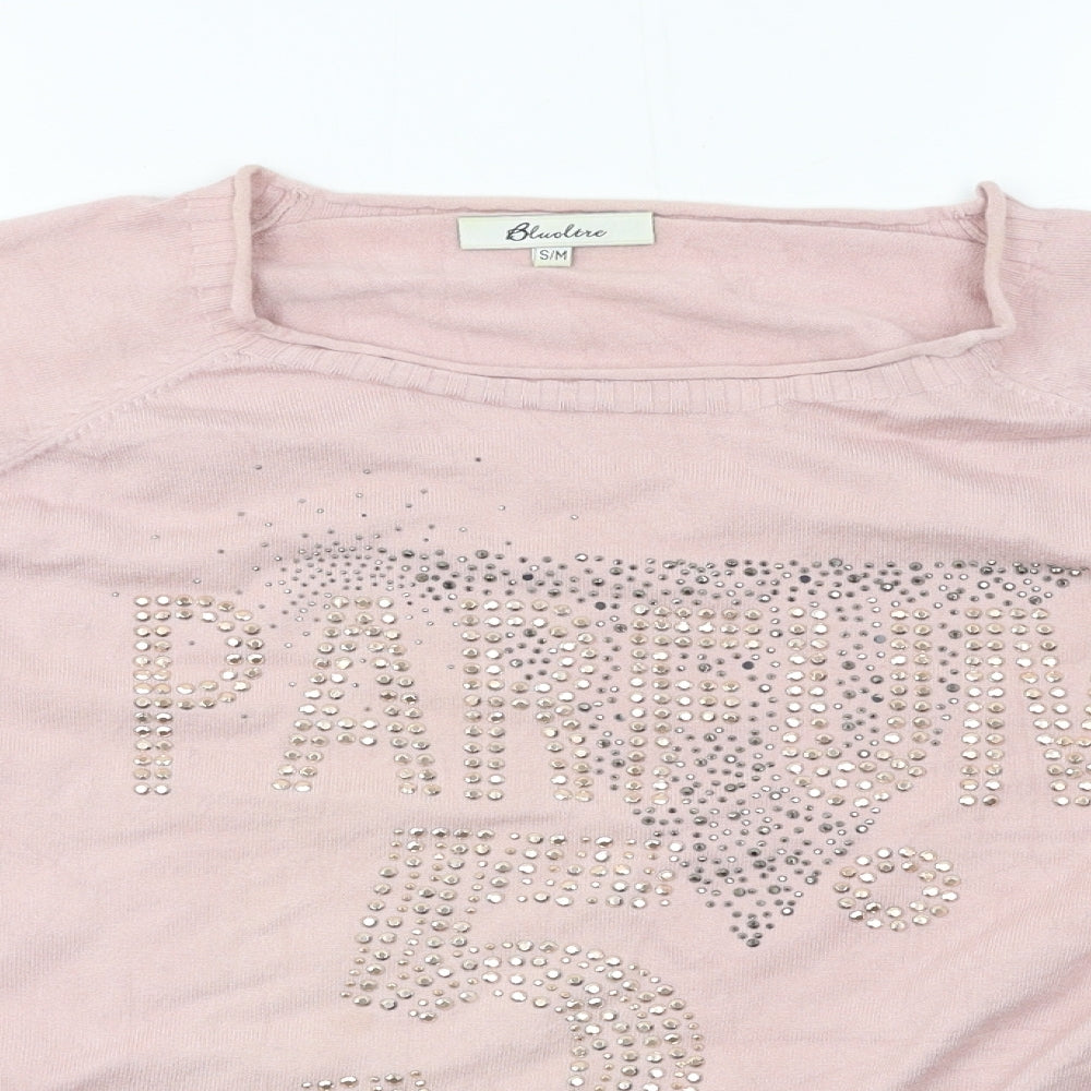 Bluoltre Womens Pink  Knit Pullover Jumper Size S