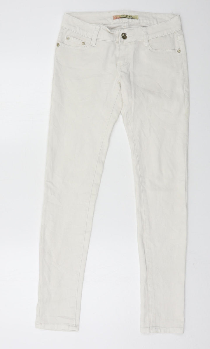 LD Style Womens White  Denim Skinny Jeans Size 8 L30 in