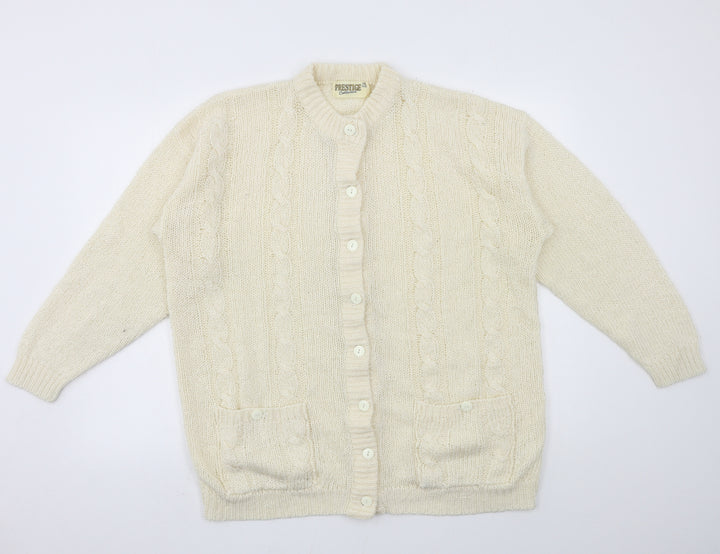 Prestige Womens Ivory  Knit Cardigan Jumper One Size