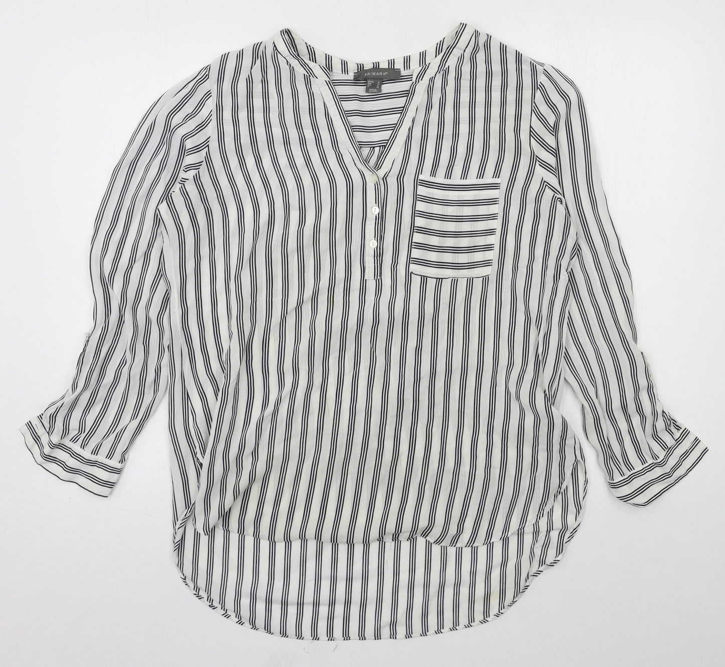Primark Womens White Striped  Basic Blouse Size 16
