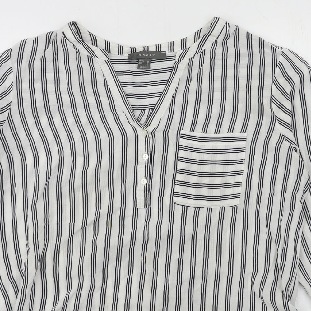 Primark Womens White Striped  Basic Blouse Size 16