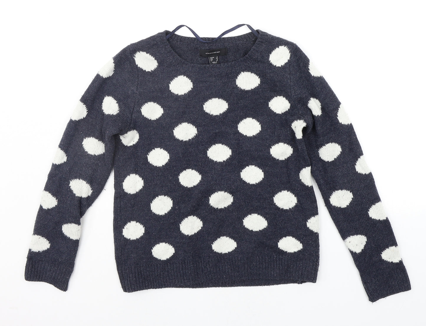 Atmsophere Womens Blue Polka Dot  Pullover Jumper Size 6