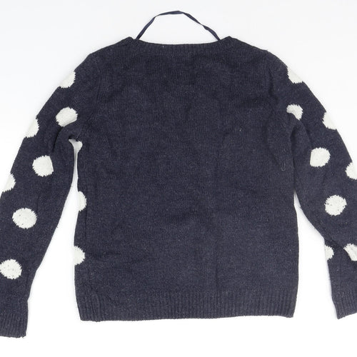 Atmsophere Womens Blue Polka Dot  Pullover Jumper Size 6