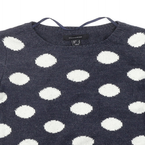 Atmsophere Womens Blue Polka Dot  Pullover Jumper Size 6