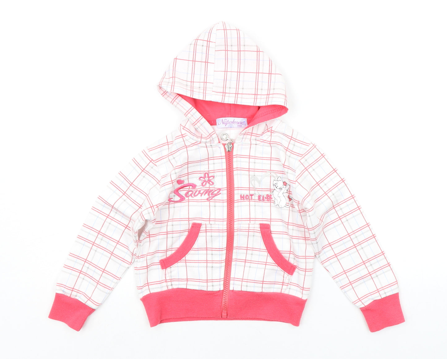 NAPOLEONE Girls White Check  Jacket  Size 2-3 Years