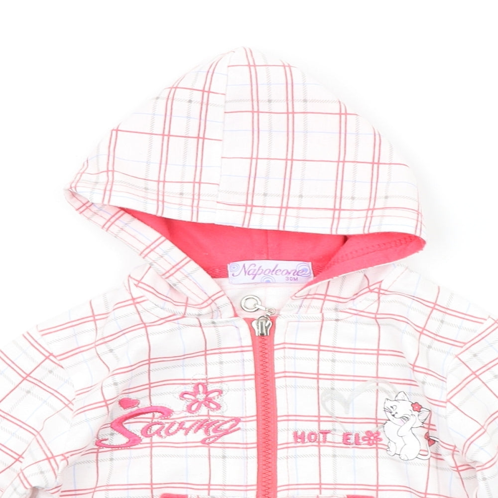 NAPOLEONE Girls White Check  Jacket  Size 2-3 Years