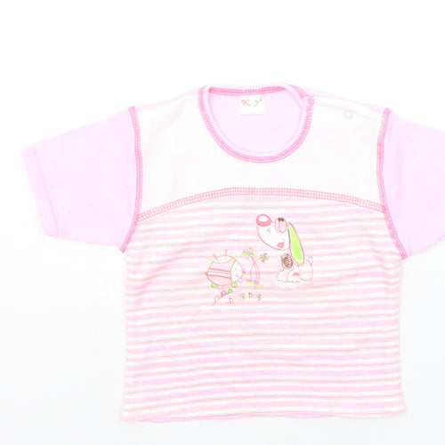 K&Y Girls Pink Striped  Basic T-Shirt Size 4-5 Years