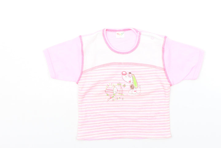 K&Y Girls Pink Striped  Basic T-Shirt Size 4-5 Years