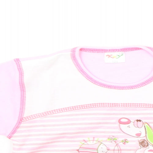 K&Y Girls Pink Striped  Basic T-Shirt Size 4-5 Years