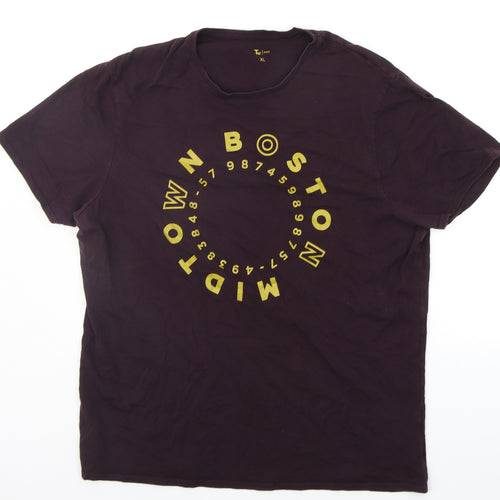 TU Mens Purple Houndstooth   T-Shirt Size XL