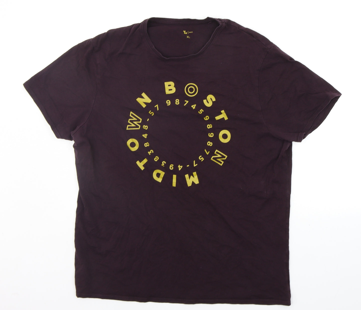 TU Mens Purple Houndstooth   T-Shirt Size XL