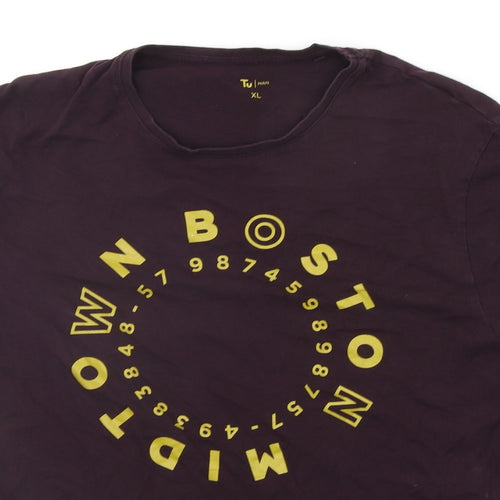 TU Mens Purple Houndstooth   T-Shirt Size XL