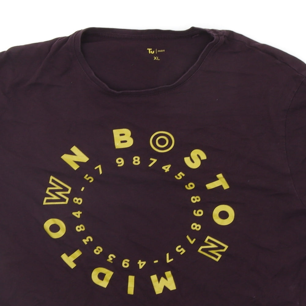 TU Mens Purple Houndstooth   T-Shirt Size XL