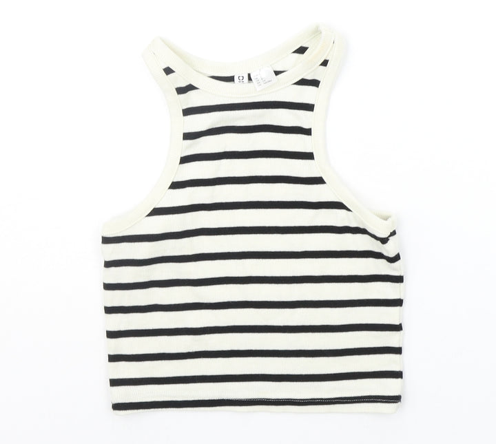 Divided Girls White Striped  Basic Tank Size S