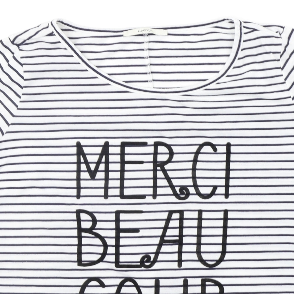 George Womens White Striped  Basic T-Shirt Size 16