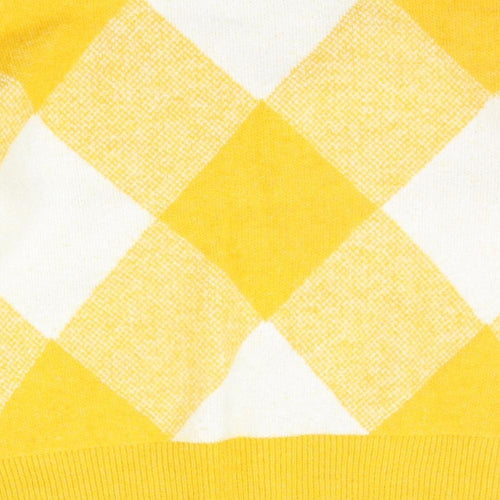 Zara Womens Yellow Geometric  Henley Jumper Size L
