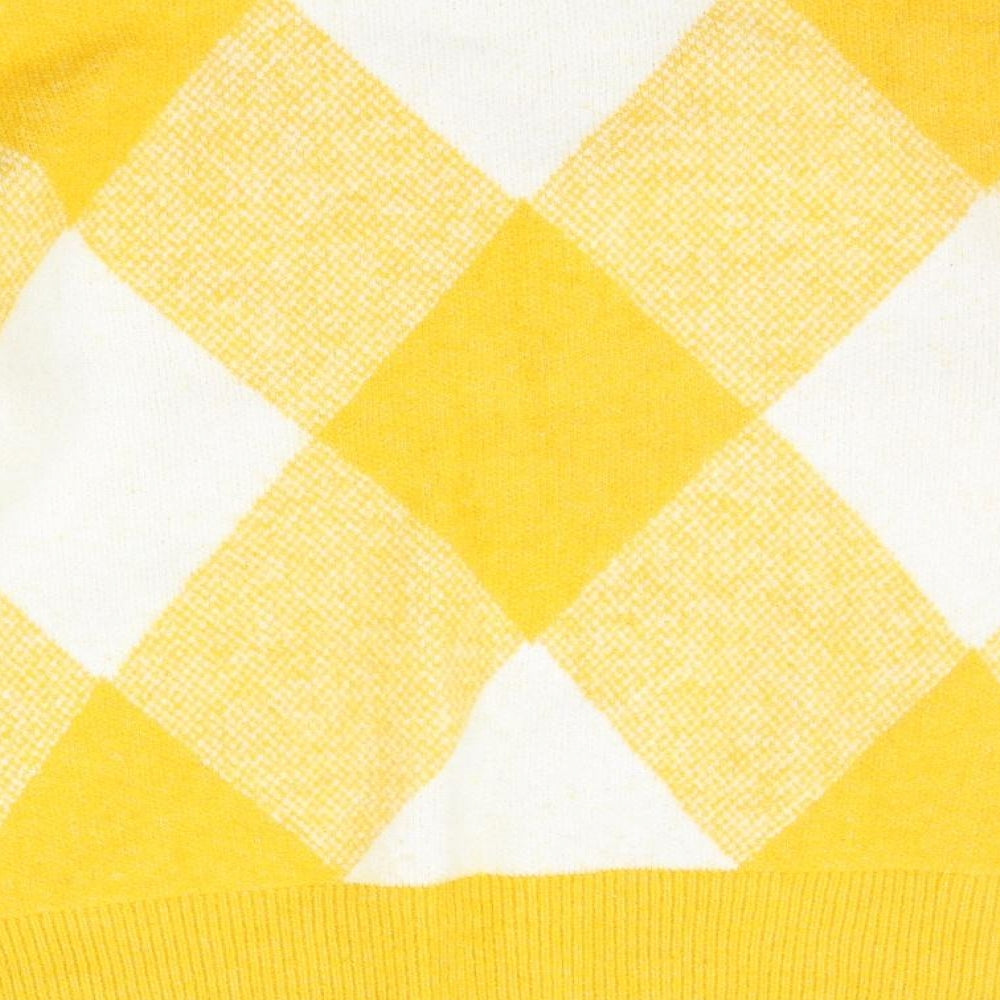 Zara Womens Yellow Geometric  Henley Jumper Size L