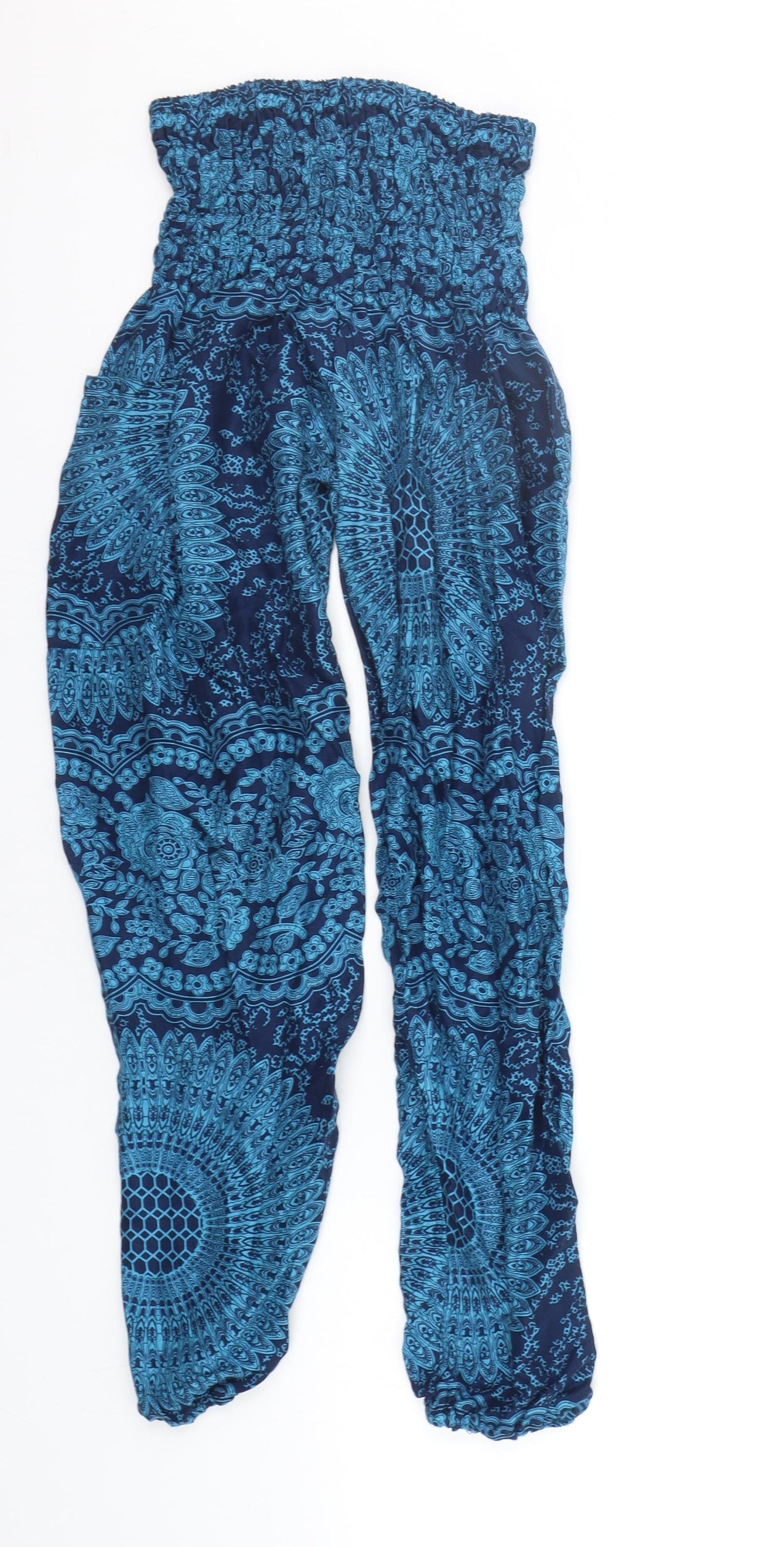 BOHOTUSK Womens Blue Geometric  Jogger Trousers Size M L23 in