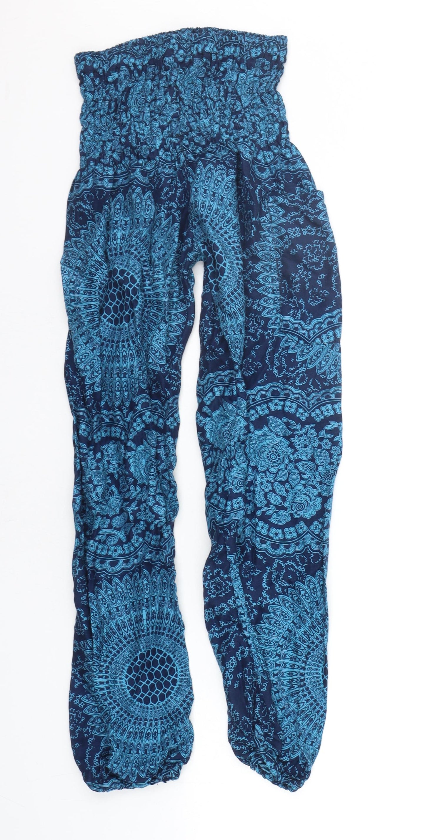 BOHOTUSK Womens Blue Geometric  Jogger Trousers Size M L23 in