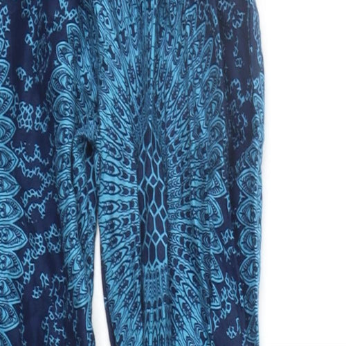 BOHOTUSK Womens Blue Geometric  Jogger Trousers Size M L23 in