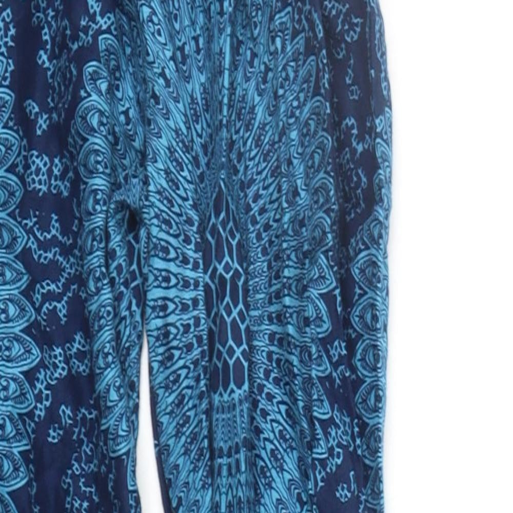 BOHOTUSK Womens Blue Geometric  Jogger Trousers Size M L23 in