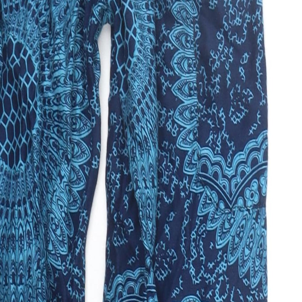 BOHOTUSK Womens Blue Geometric  Jogger Trousers Size M L23 in