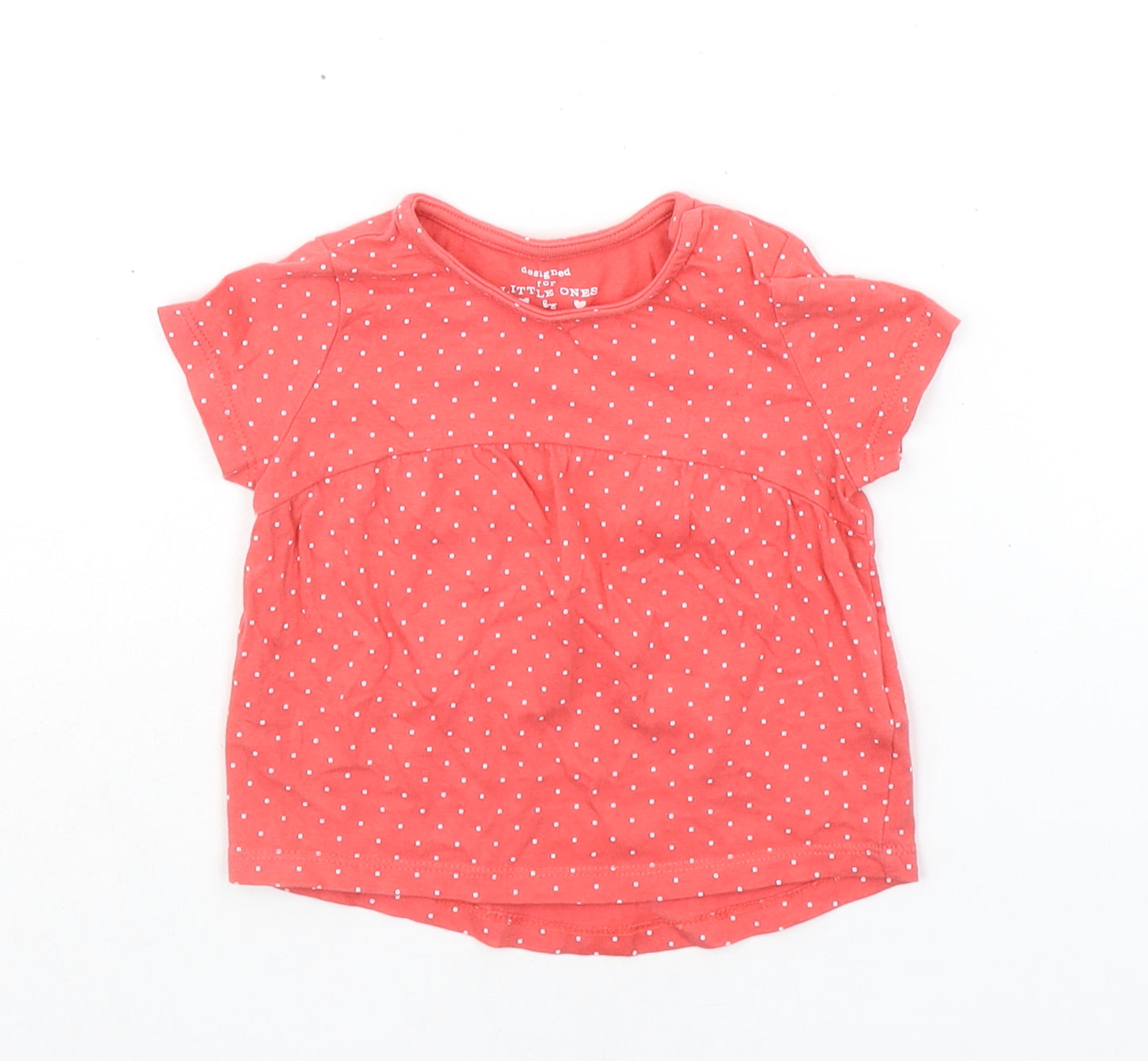 F&F Baby Red Polka Dot  Basic T-Shirt Size 6-9 Months