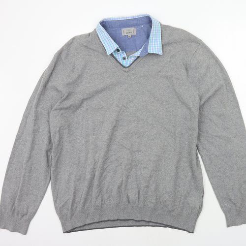Marks and Spencer Mens Grey   Henley Jumper Size 2XL
