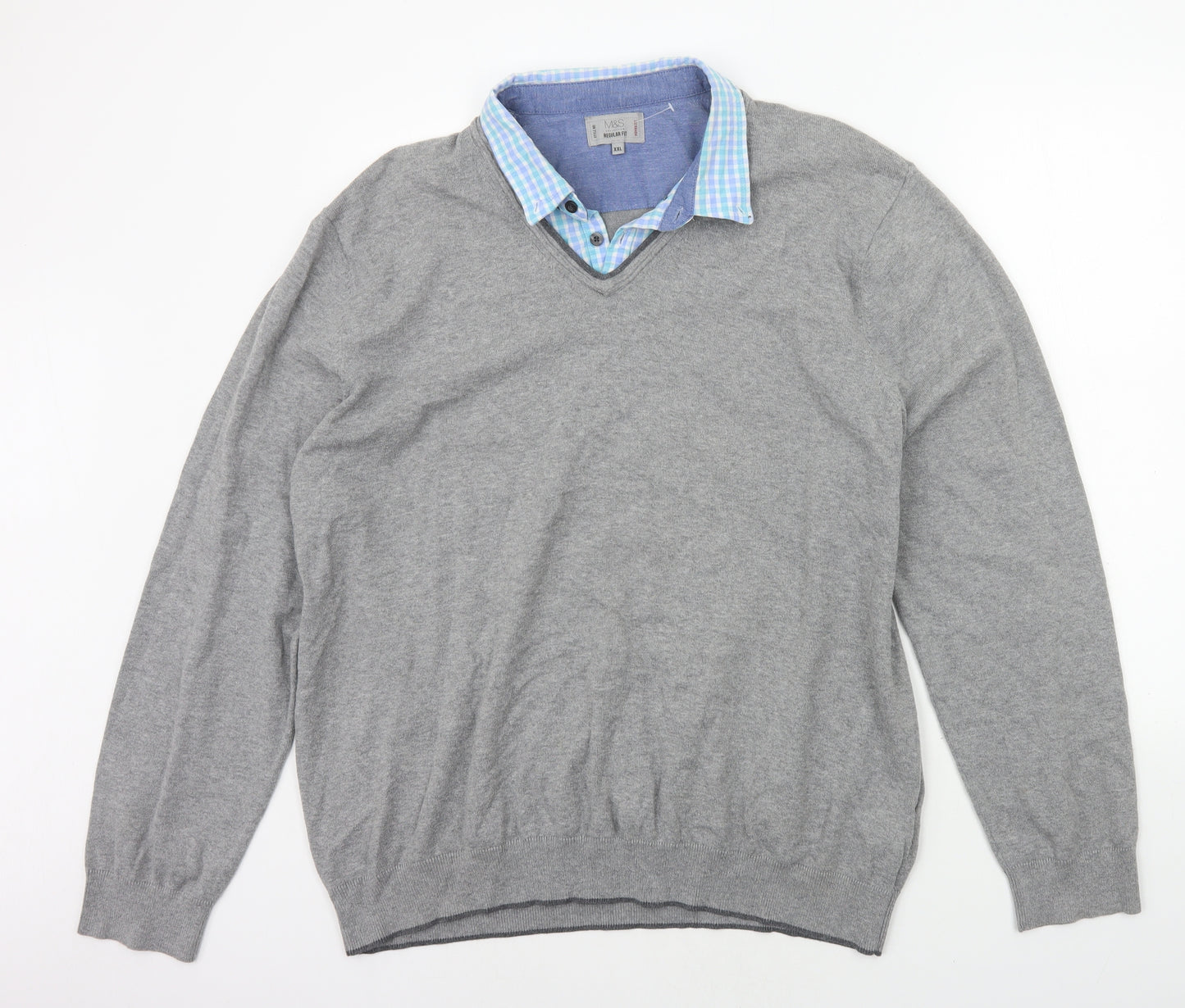 Marks and Spencer Mens Grey   Henley Jumper Size 2XL