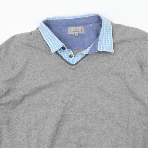 Marks and Spencer Mens Grey   Henley Jumper Size 2XL