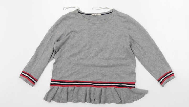 TU Womens Grey Striped Pullover Jumper Size 8