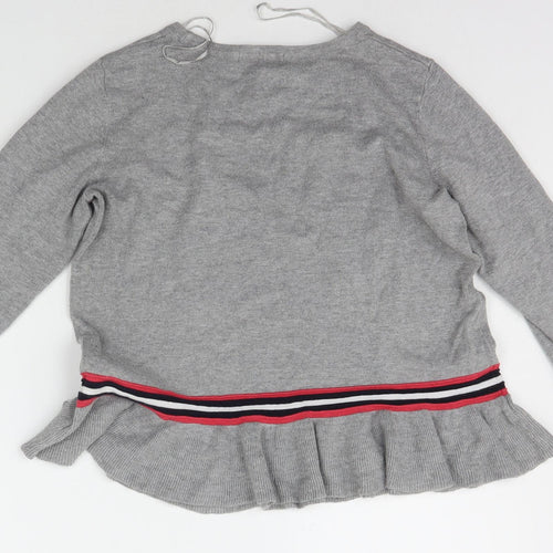 TU Womens Grey Striped  Pullover Jumper Size 8